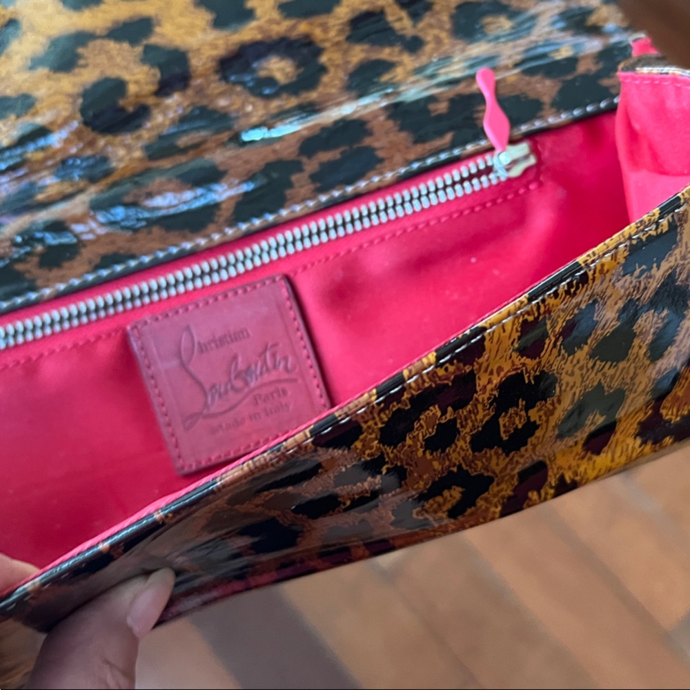 Christian Louboutin Animal Print Clutch with Red Interior